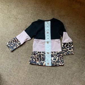 Girls Leopard Color Block Top